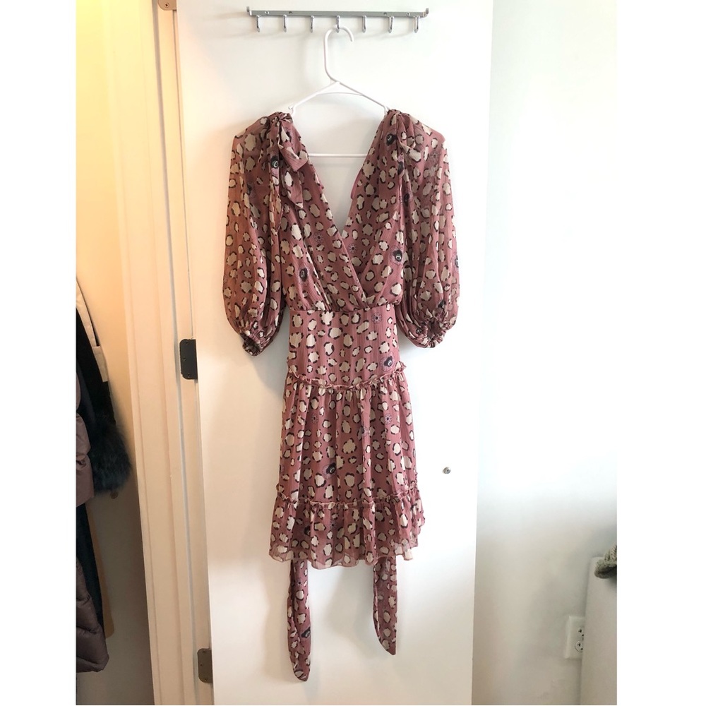SELFIE LESLIE CHERISH BOW SHOULDER RUFFLE DETAIL DRESS ROSE - Picture 6 of 13